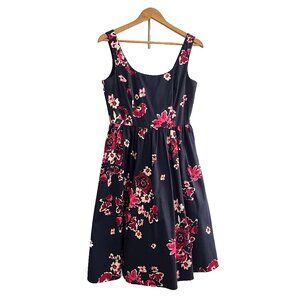 EUC Modcloth Navy Blue Floral Dress by Donna Morgan